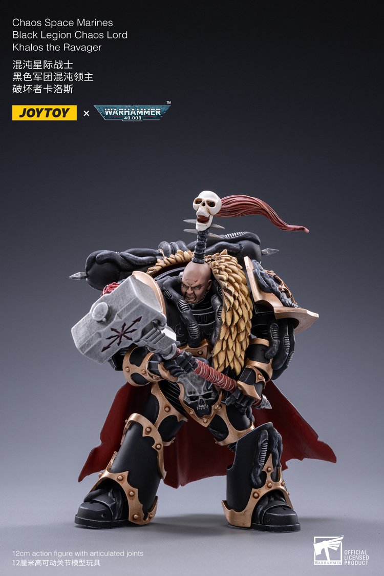 JoyToy Action Figure Warhammer 40K Black Legion Chaos Lord Khalos the Ravager