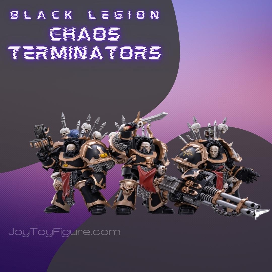 JoyToy Action Figure Warhammer 40K Black Legion Chaos Space Marines Black Legion Chaos Terminators Gnarl - Bathalorr - Gornoth