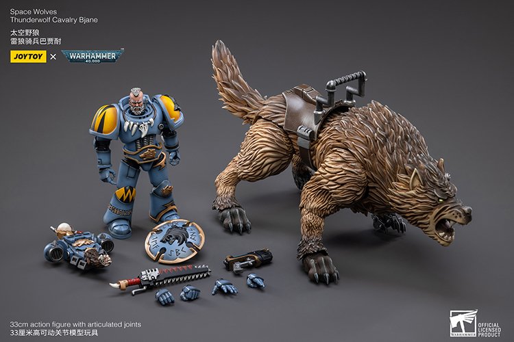 JoyToy Action Figure Warhammer 40K Space Wolves Thunderwolf Cavalry Bjane