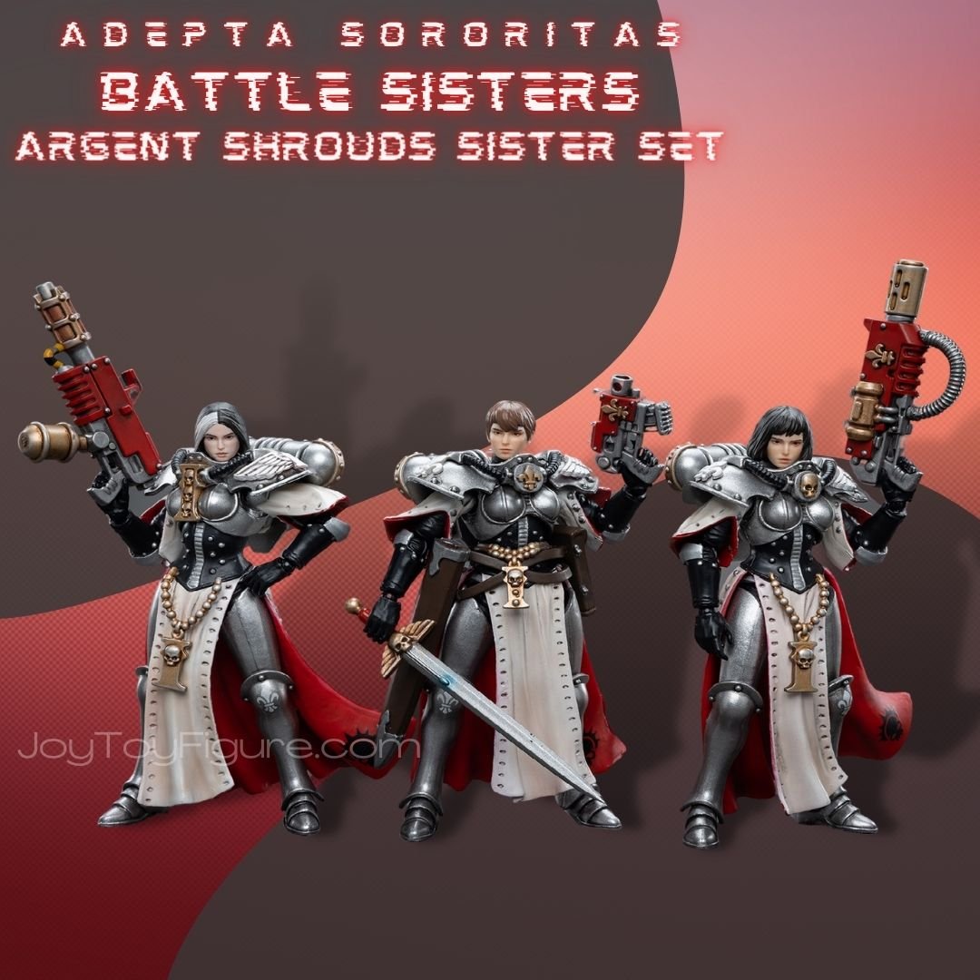 JoyToy Action Figure Warhammer 40K Adepta Sororitas Battle Sisters Order of the Argent Shroud Sister Set of 3 - Joytoy Figure