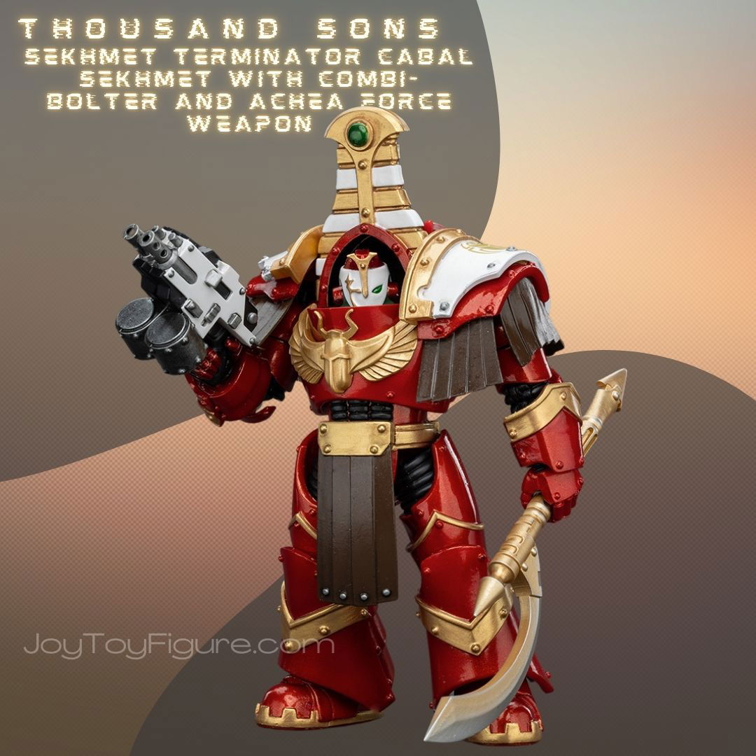 JOYTOY WH40K Thousand Sons Sekhmet Terminator Cabal Sekhmet With Combi Bolter And Achea Force Weapon - Joytoy Figure