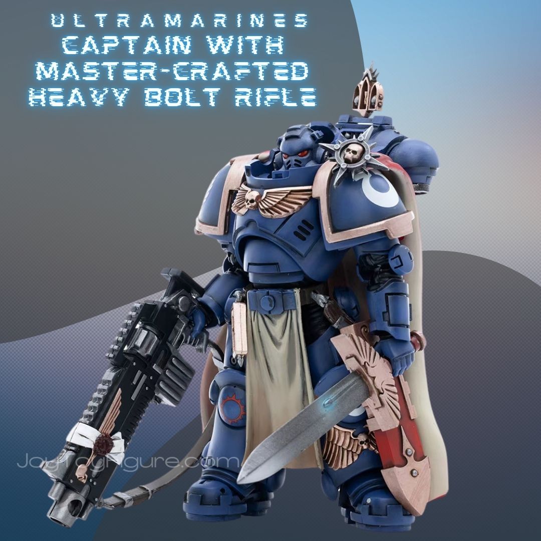 JOYTOY WH40K Ultramarines Captain with Master crafted Heavy Bolt Rifle - Joytoy Figure